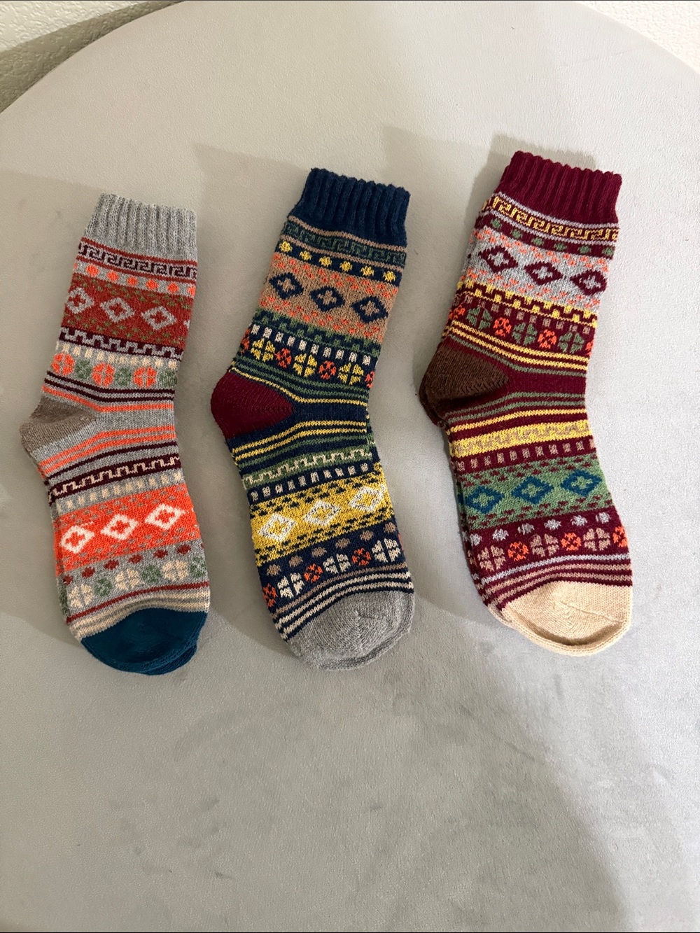 Cozy Patterned Crew Socks - Multicolor Fair Isle Design